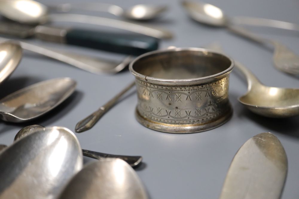 A collection of Georgian and later silver flatware,